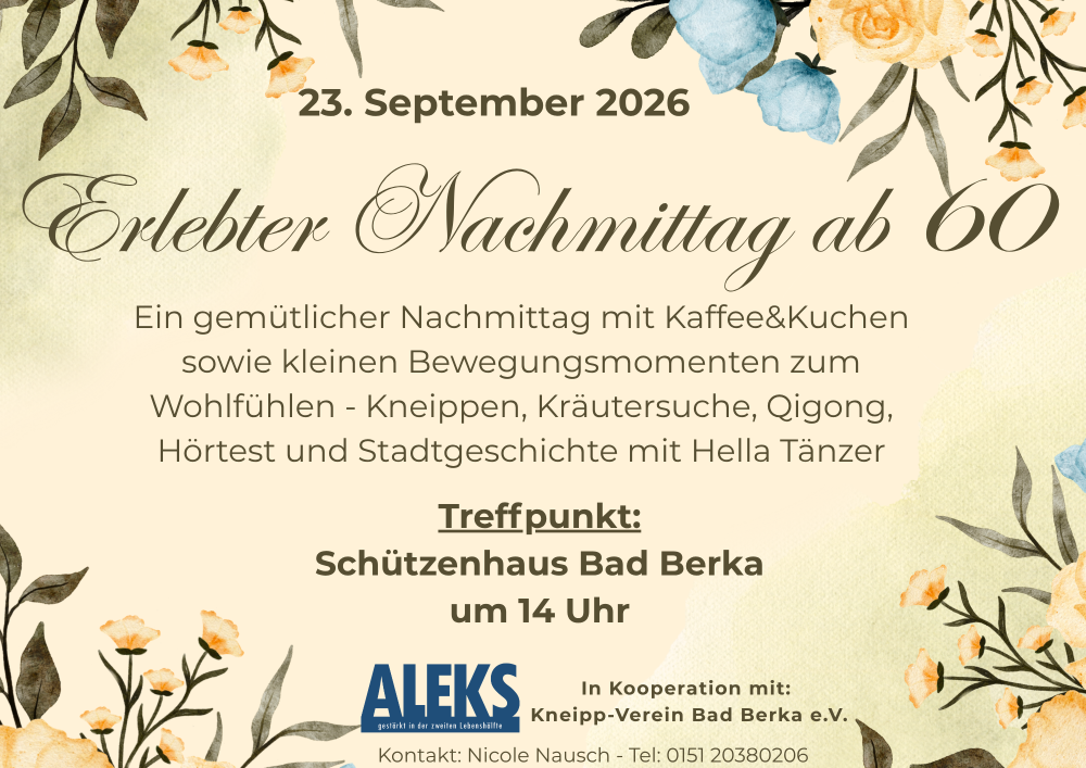 Erlebter Nachmittag ab 60