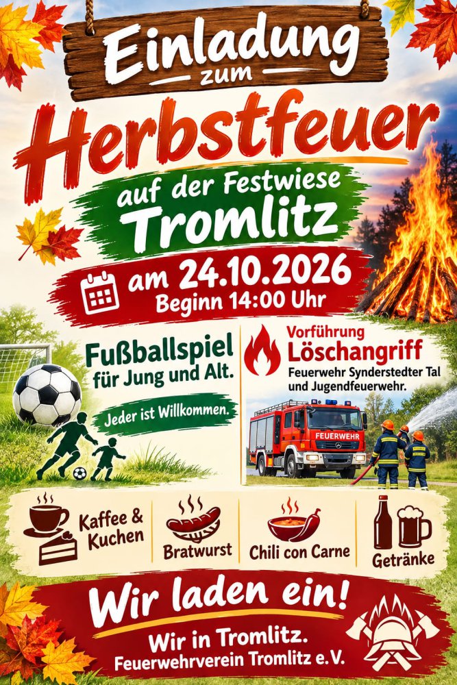 Herbstfeuer auf der Festwiese Tromlitz