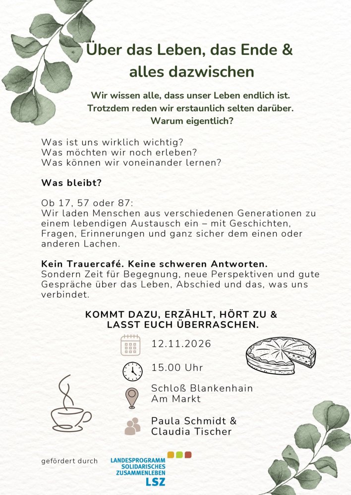 Erzählcafe zum Thema Leben, das Ende und alles dazwischen
